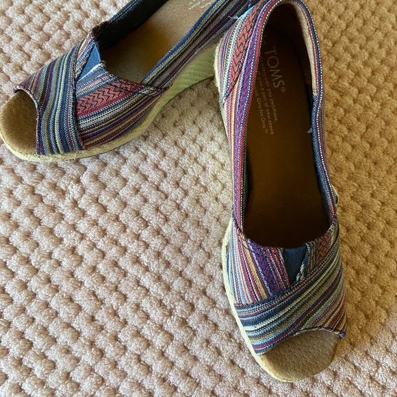 Toms tribal design espadrille wedge peep toe - Picture 3 of 8